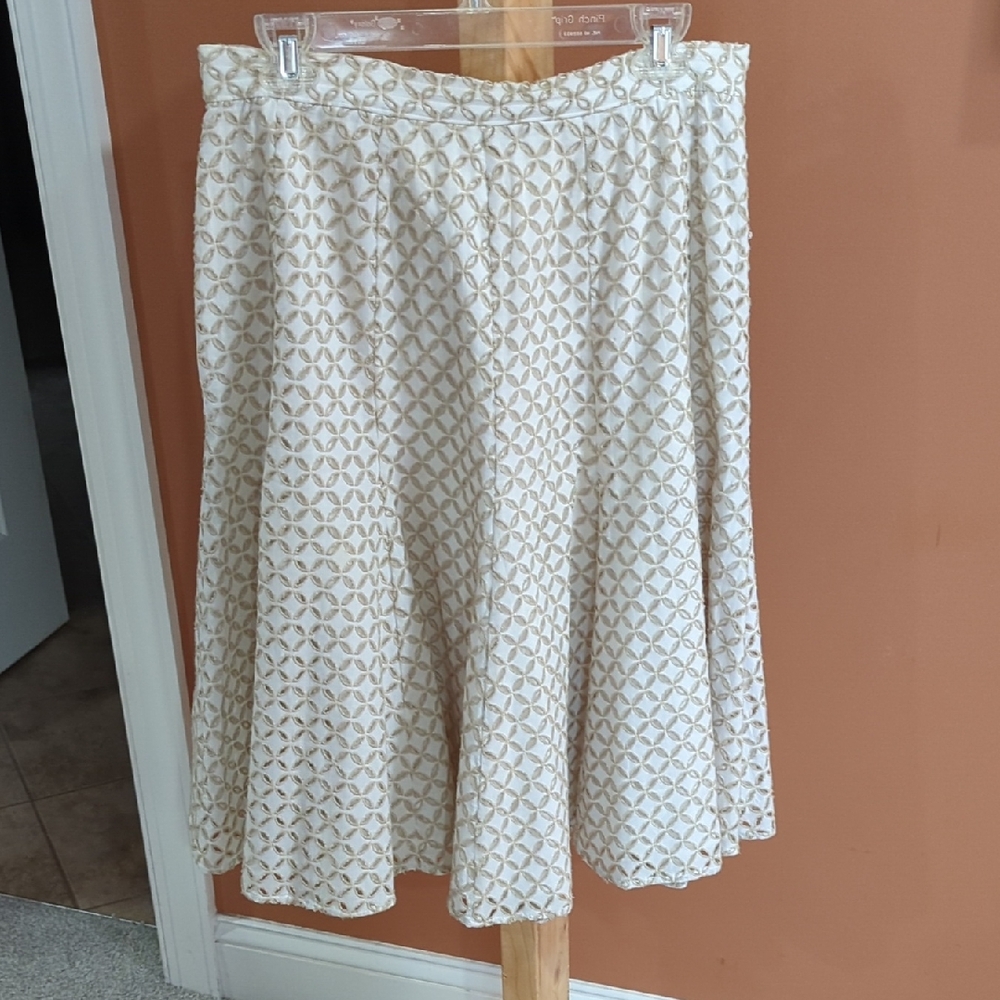 Vesti Beige and Cream A-Line Skirt Size 12